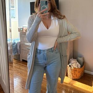 Express Light Gray duster cardigan